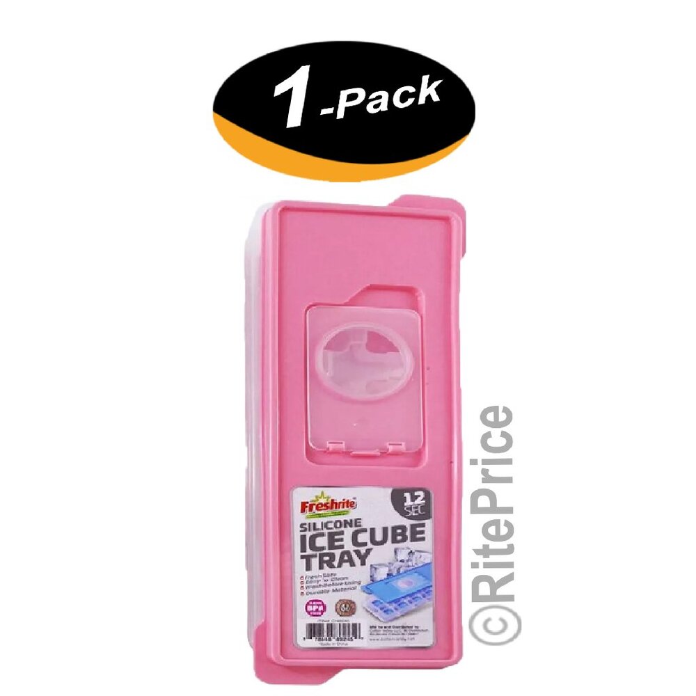 12 Molds Square Sillicone Ice Cube Tray W/Lid BPA FREE AST Color (1 Pack)